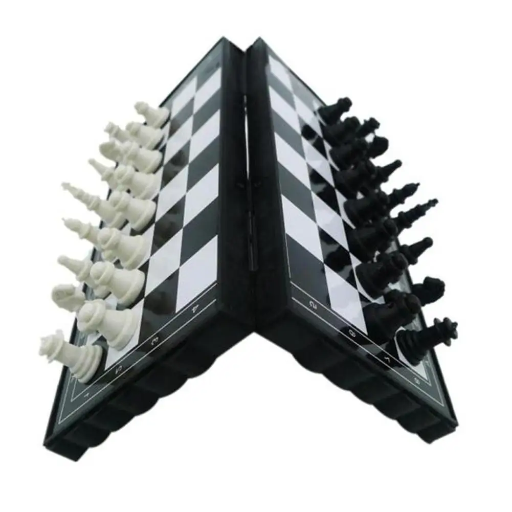 

Mini Chess Set Folding Magnetic Plastic Chessboard Board Game Portable Kid Toy