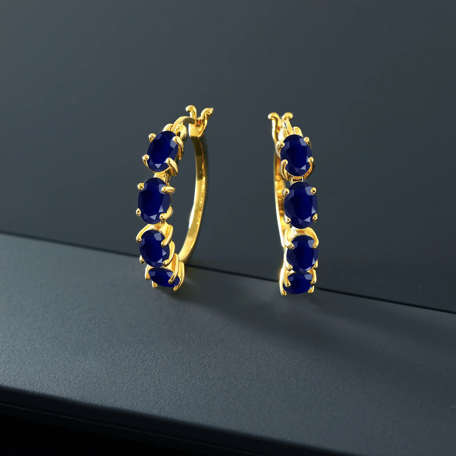 Серьги кольца GemStoneKing 4 40 карат Овальные натуральные серьги с голубым сапфиром Для