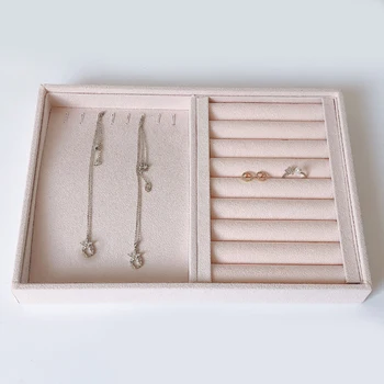 

Set of 2 Velvet Jewelry Display Storage Tray Holder Necklace Ring Organizer