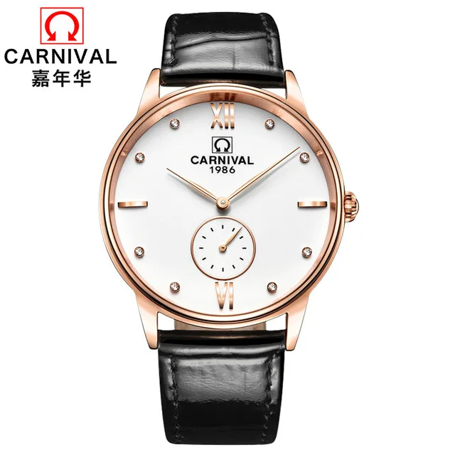 Rose Gold White Relogio Masculino, карнавальный бренд, роскошные кварцевые наручные часы, мужские Модные Повседневные водонепроницаемые часы из кожи розового золота, мужские часы Saat - Цвет: Rose Gold White