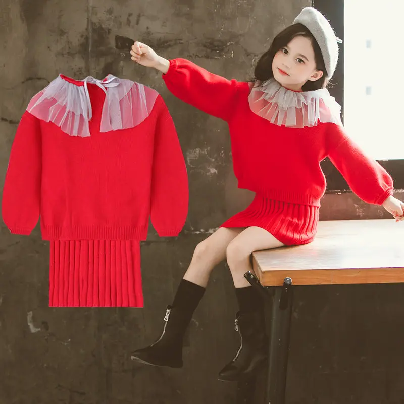red knit sweater outfit