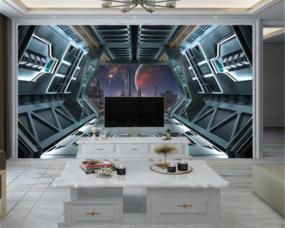 Пользовательские Любой размер 3d обои Tech Space Tunnel настроить ваши любимые Премиум