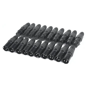 

HOT-20Pcs 3Pin XLR Mic Snake Plug Connector - 10 Male and 10 Female Plug Cable Connector Microphone o Socket