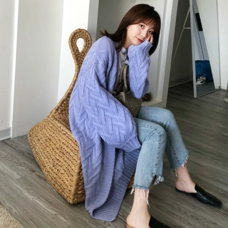 Women Spring Autumn Thick V-Neck Mid-length Twist