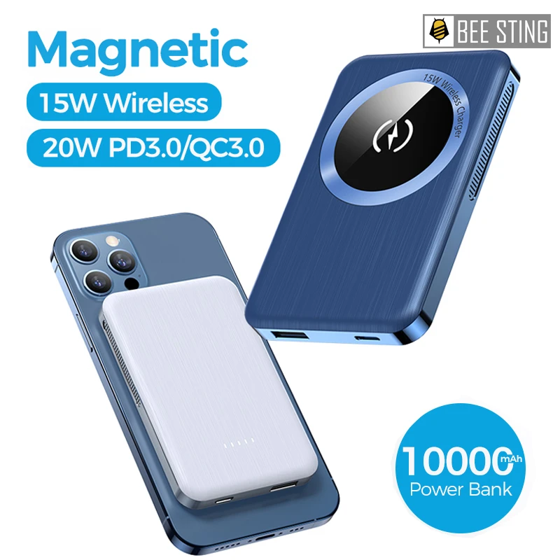 Banco de energía inalámbrico magnético, inalámbrico QI de 15W, 10000mAh, para iPhone 12 Pro, Mini batería móvil portátil|Cajas de cargadores batería| - AliExpress