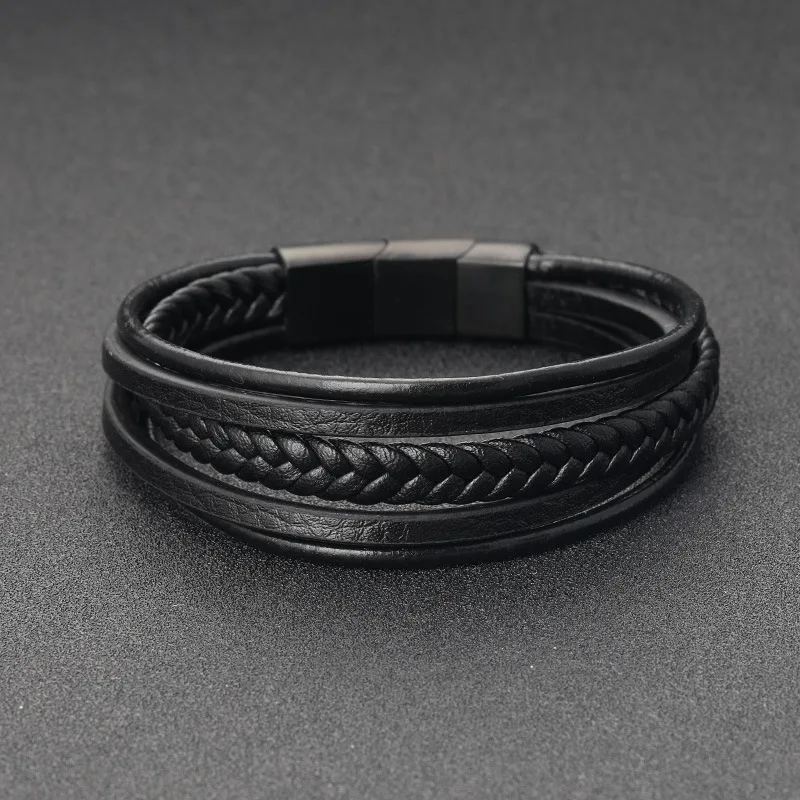 Bracelet Cowhide Braided Stainless Steel Extended Buckle Leather Custom Titanium Steel Simple and Elegant Accessories Delicate