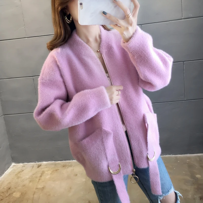 Новинка 9390 года; Короткий Одноцветный вязаный кардиган из норки; 94- 2/F, 7 рядов, 3 полки - Цвет: see chart