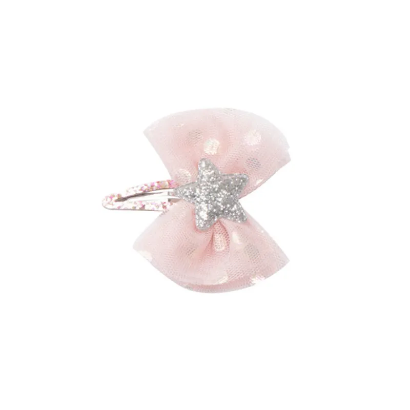 pink 20 шт./лот блесток горошек бант с заколка для волос детская блестящая Звезда заколки для волос детские шпильки для волос для девочек аксессуары заколки для волос с бантами - Цвет: pink