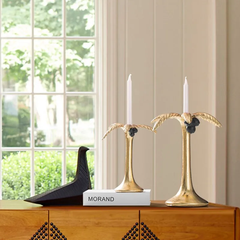 

Creative Golden Coconut Tree Styling Candlestick Home Decoration Accessories Modern Dining Table Candle Rack Wedding Supplies