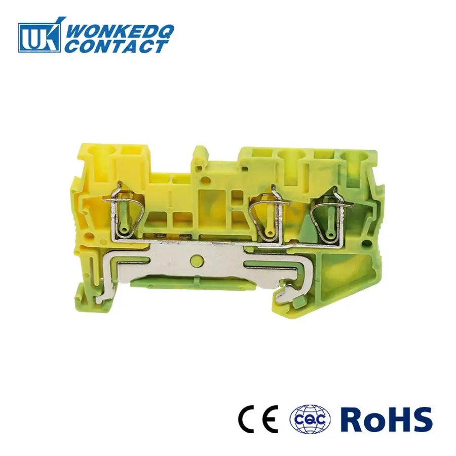 

Din Rail Terminal Blocks10Pcs ST-2.5TWIN PE Connectors Return Pull Type Three Conductor Spring Ground Terminal Blocks