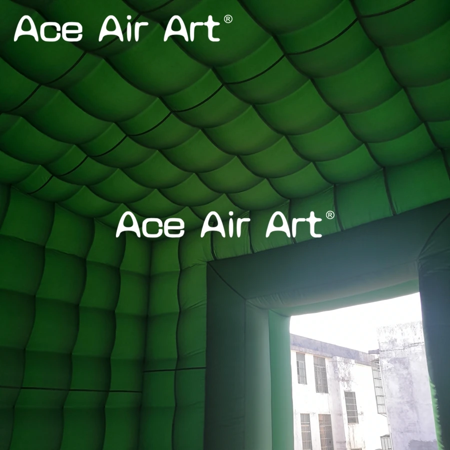  customize giant green square building inflatable cube tent with one door for party