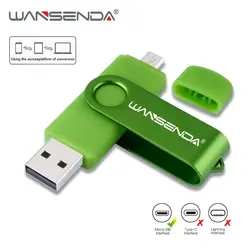 Wansenda высокое Скорость OTG USB флешка металлическая ручка привода 32 ГБ 64 ГБ 128 ГБ флешки 8 ГБ 16 ГБ USB флеш-накопитель Drive внешних накопителей
