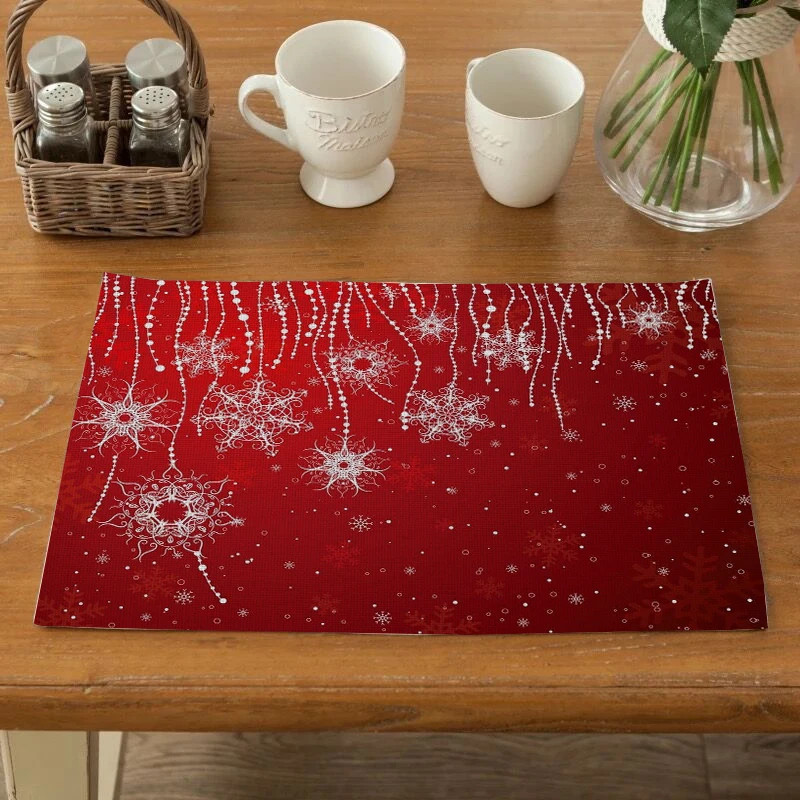 Рождественский Настольный коврик, салфетка, обеденный стол, кухонная салфетка-подставка, инструмент, посуда, коврик, подставка для кофе, чая, вечерние, прямоугольные украшения
