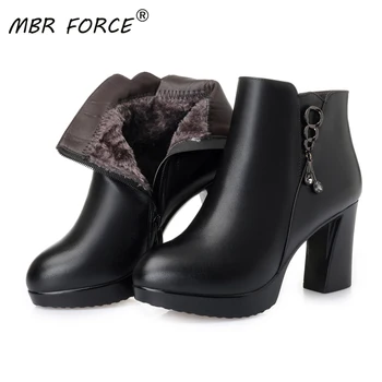 

MBR FORCE Wool Short Sexy Ladies Boots Winter Women Dropshipping Thick Bottom High Heels Fashion Solid Fashion Woman Ankle Boots