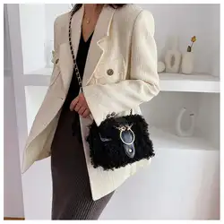 Маленькая сумка из овечьей шерсти, Женская трендовая 2019, осенняя и зимняя новая женская сумка, плюшевая сумка на плечо, простая модная