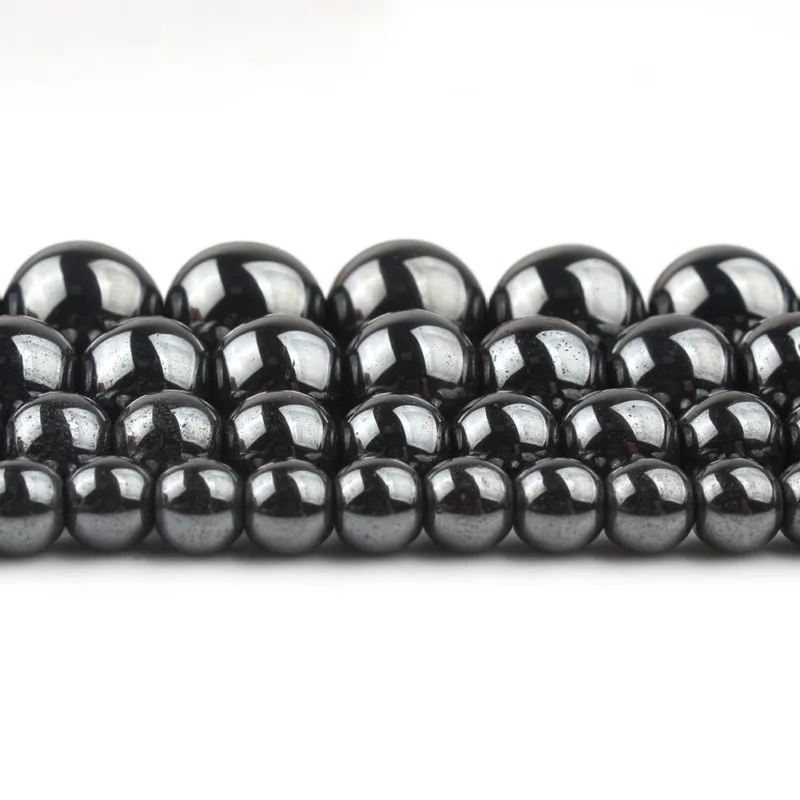 Бусины из натурального камня черного гематита, круглые бусины 4, 6, 8, 10, 12 мм 15 дюймов для самостоятельного изготовления ювелирных изделий, браслет