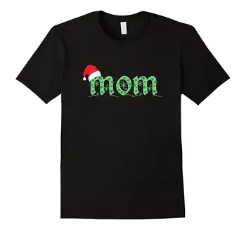 

Mom Christmas with Santa Hat T Shirt 100% Cotton Geek Family Top Tee New 2018 Fashion Summer Tops O-Neck Shirts Tops