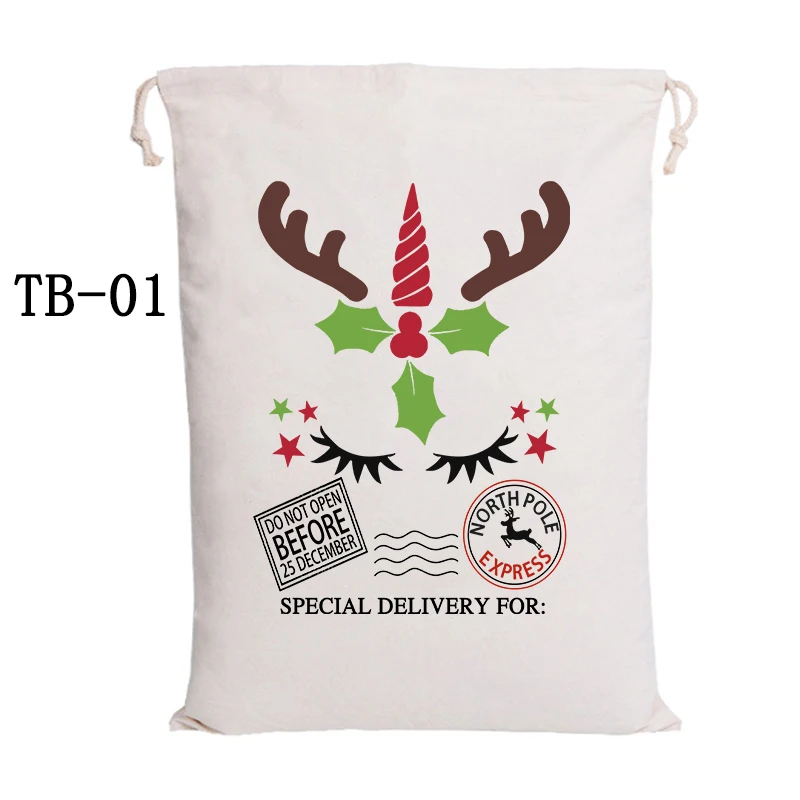 TB-01Santa Sacks 1 шт. Санта-мешки новое поступление Рождественский мешок шнурок вечерние холщовые сумки Лидер продаж Санта-Клаус Детская сумка Рождественский подарок - Цвет: TB-01Santa Sacks