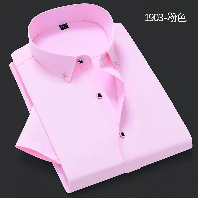 Men Short Sleeve Shirt Formal Casual Cotton Shirt