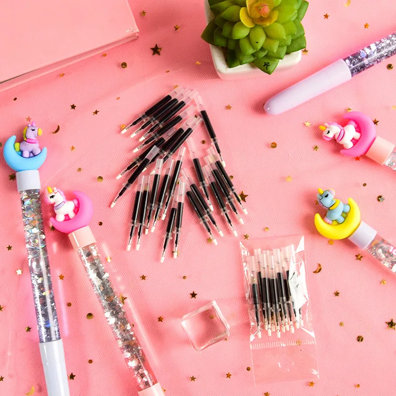 10pcs/set Short Refills Quicksand Pen 0.5 mm Special Refills Stationery School Office Supplies Students Learning Tools
