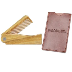 Men's Wooden Brush Comb Natural Sandalwood Fine Tooth Folding Hair Beard Portable Mustache Styling Tools Pocket Comb Waves Brush
