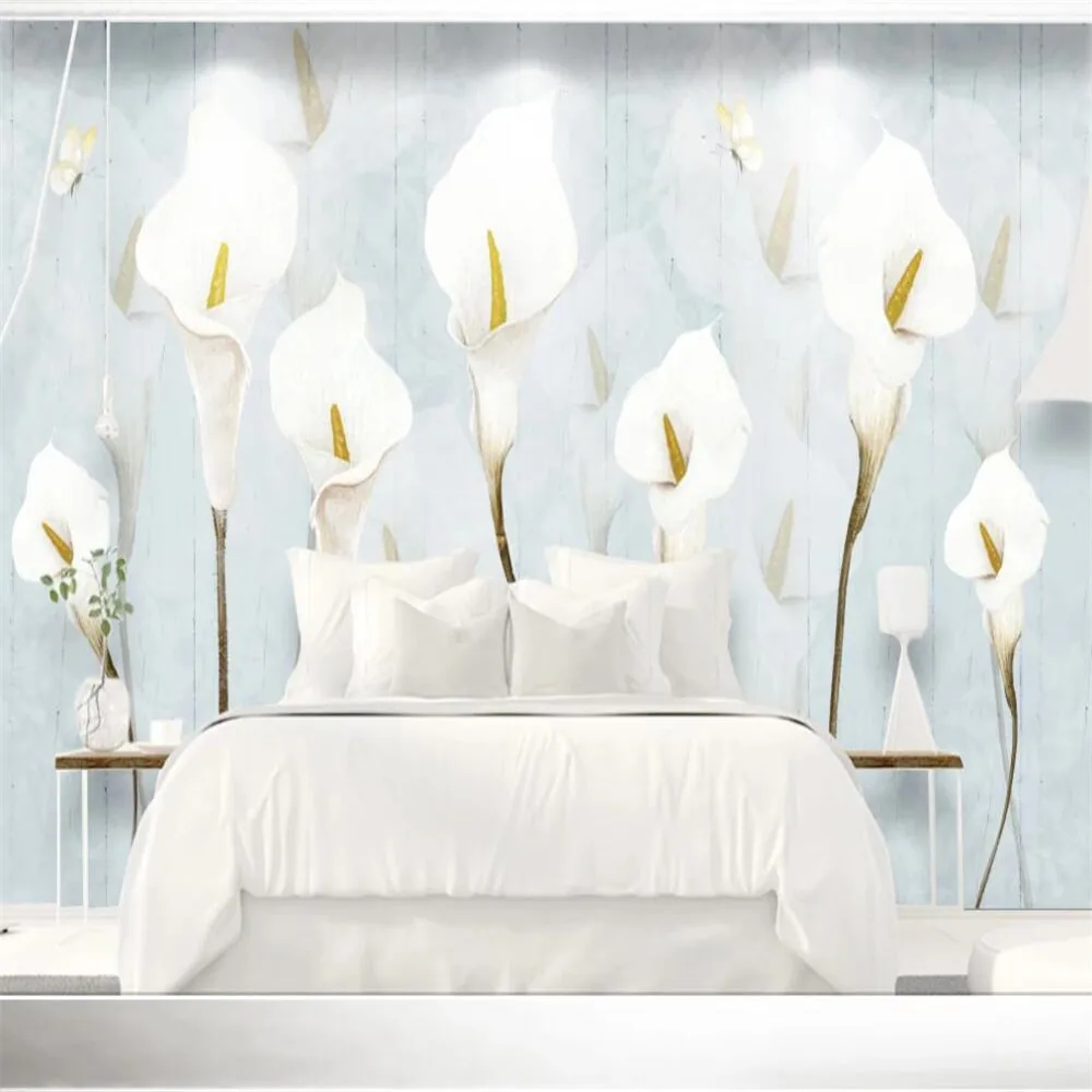 

Custom 3D wallpaper mural modern minimalist small fresh garden calla lily flower Nordic decoration living room bedroom backgroun