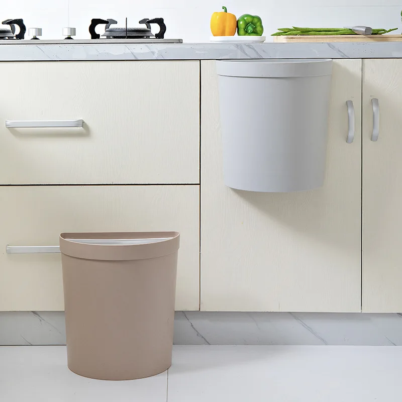 Wall-Mounted Plastic Garbage Can Household Fashion Creative Kitchen Living Room Bathroom Toilet Semi-Circular PS Bucket Consignm