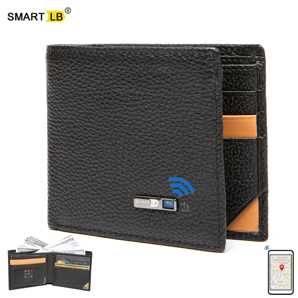 smart-lb-100-genuine-leather-men-wallets-premium-product-cowhide-for-man-and-women-short-smart-anti-lost-wallet