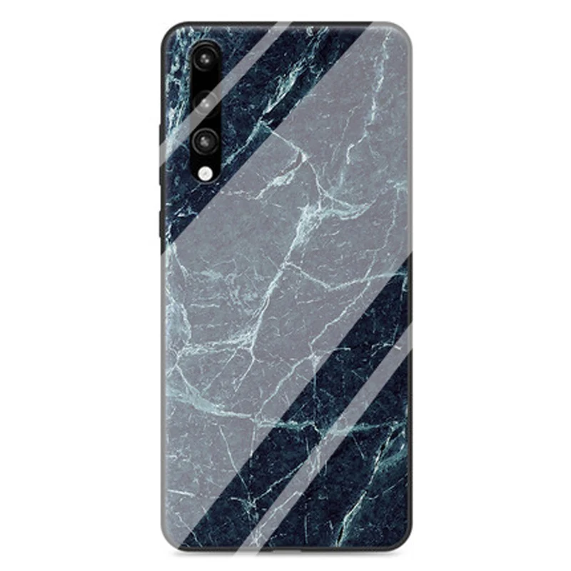 Huawei P 20 Pro Чехол из закаленного стекла деревянный камень с рисунком чехол для телефона huawei P20 Pro защитный чехол противоударный - Цвет: Синий