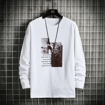 

2020 Autumn Spring Fashion Oversize Print Tshirt Men's Long Sleeve Casual O Neck T-Shirt For Man TOP TEES