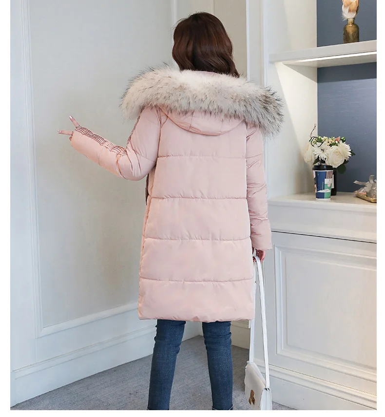 Women Winter Jacket Cotton Padded Warm Thicken With Fur Collar Ladies Long Coats Parka Womens Jackets