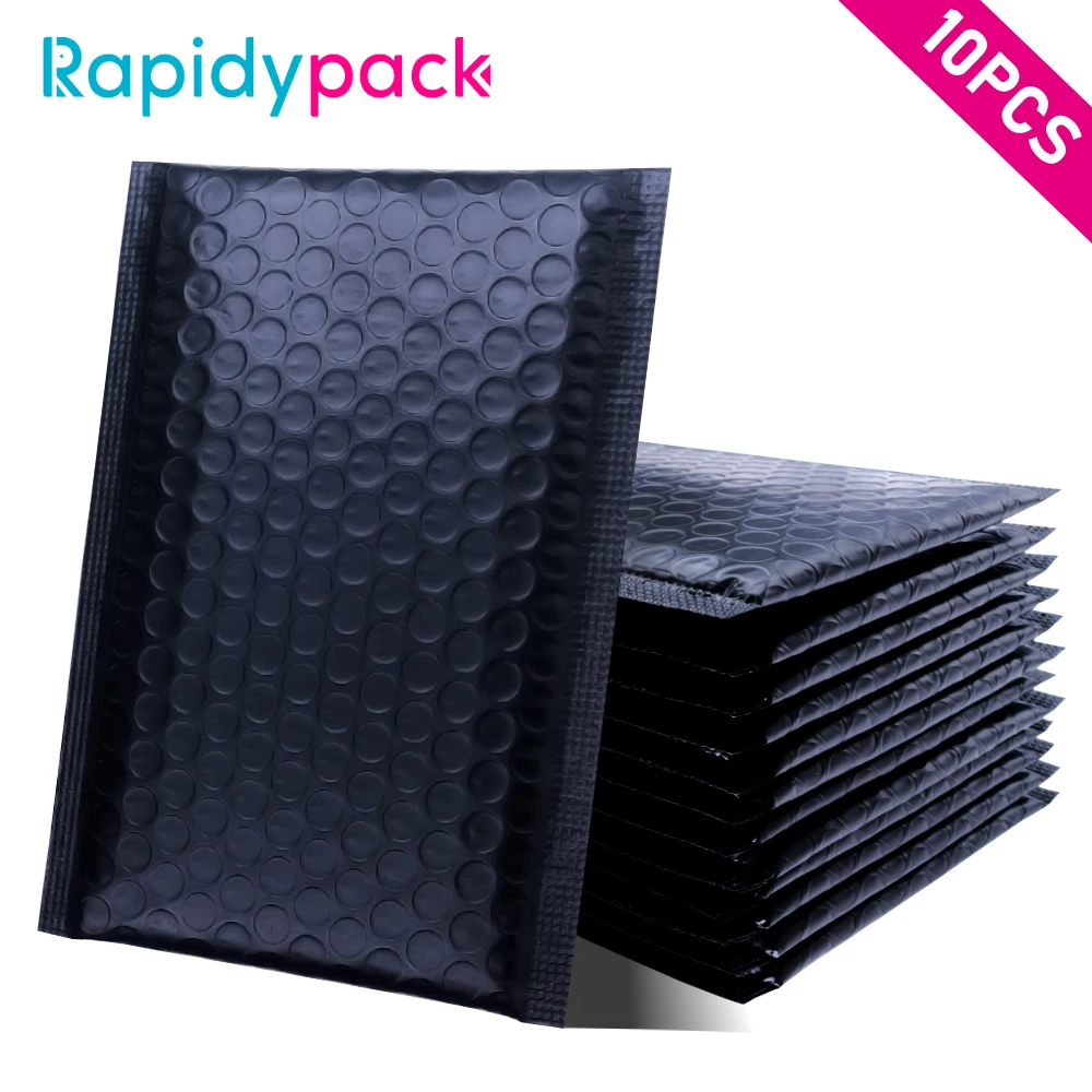 

10PCS Shipping Bubble Mailers Padded Packaging Envelopes Lined Poly Mailer Self Seal Black Gift Bag Bubble Mailing Envelope Bag