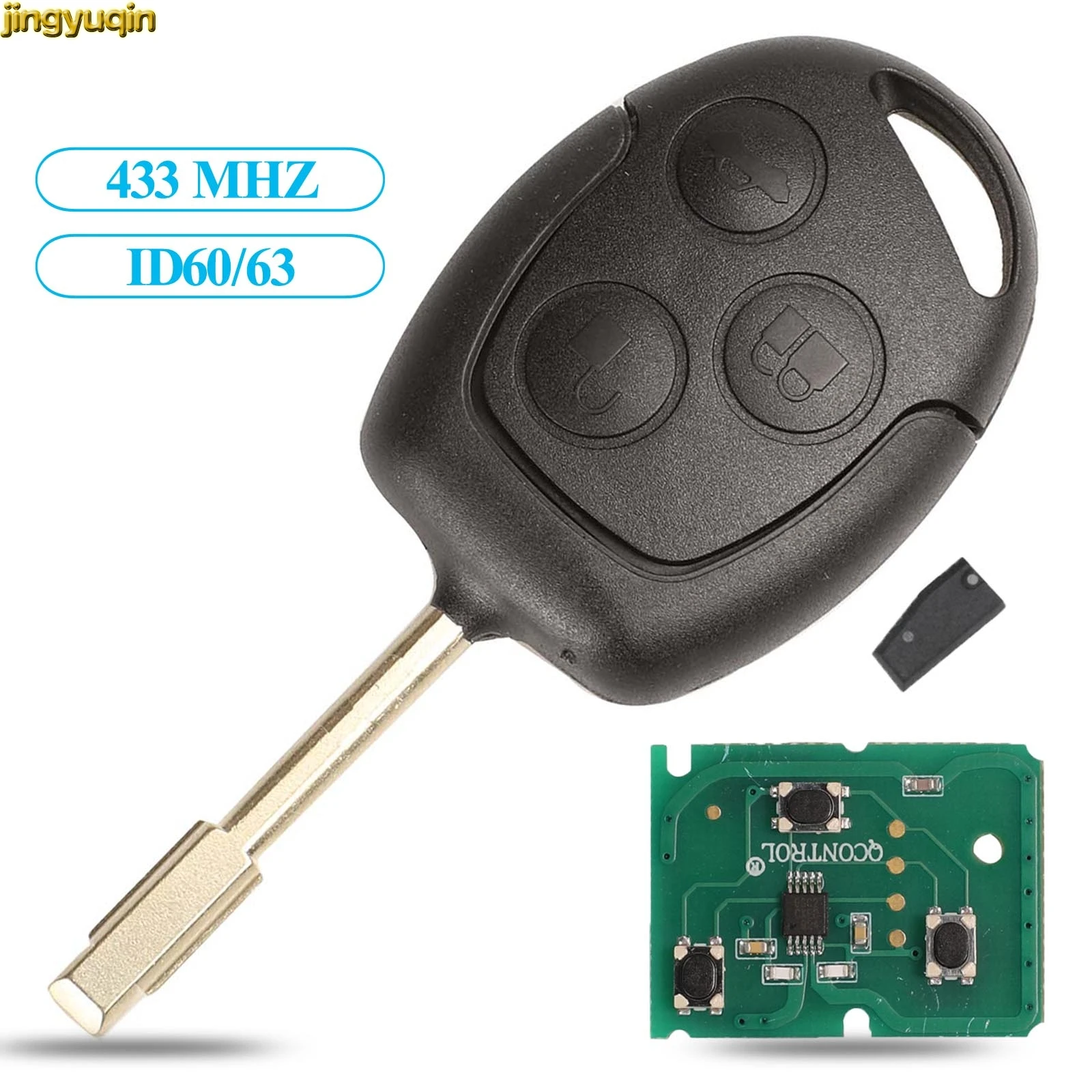 Jingyuqin дистанционный ключ брелок от машины 433 МГц 4D60/63 40/80bit чип для Ford Mondeo Focus Transit