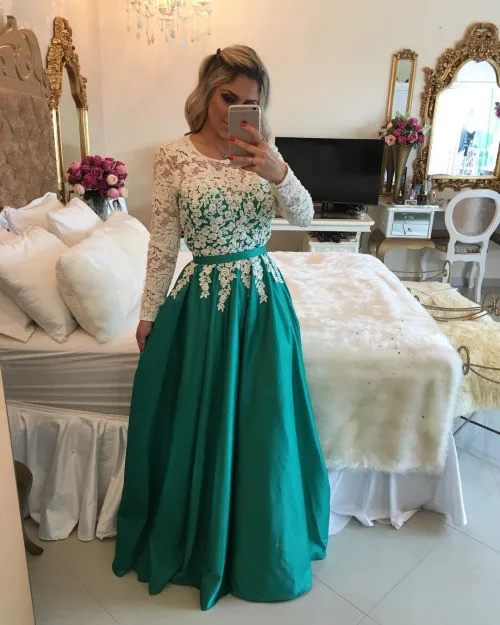 

vestido de festa longo sheer long elegant prom pleated lace pearl long sleeve evening gown robe mother of the bride dresses