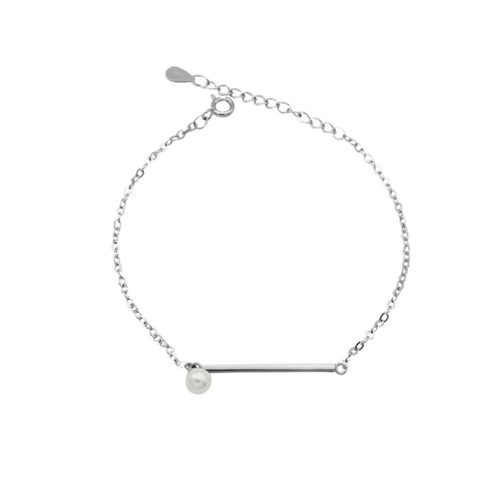 Металлический жемчужный минималистичный стильный универсальный браслет из стерлингового серебра