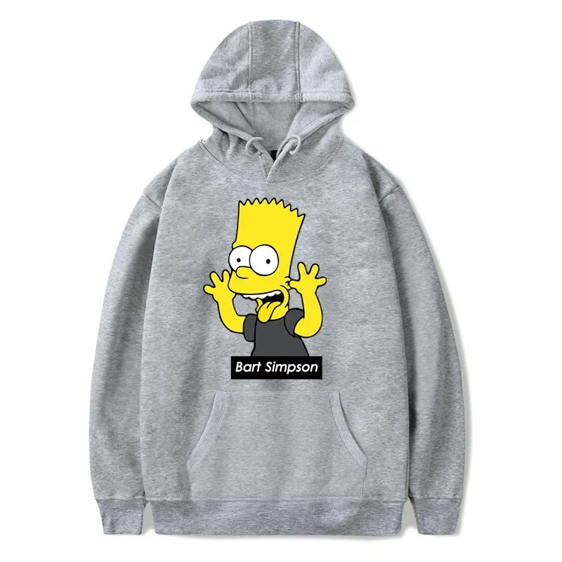 Худи унисекс с длинными рукавами и принтом «The Simpson family Bart Simpson», Свободная Женская толстовка - Цвет: Серый