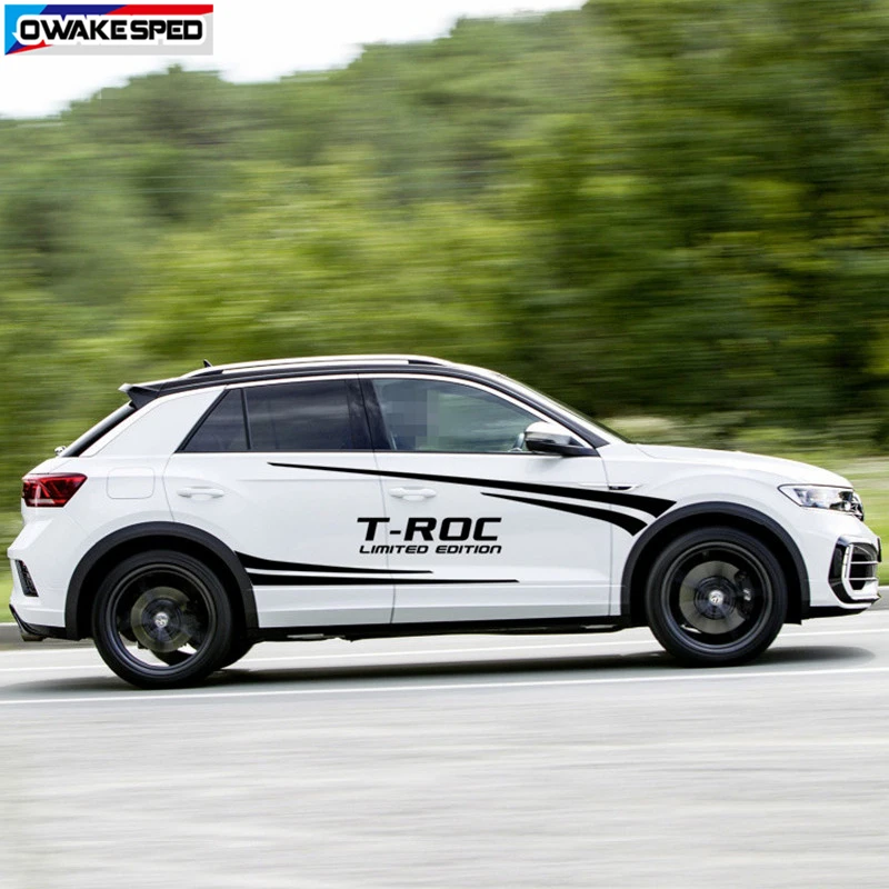 Both Side Edition Limited Sport Stripes For Volkswagen-VW T-RCO R line Car Waist Lines Sticker Auto Body Decor Vinyl Decals (2)