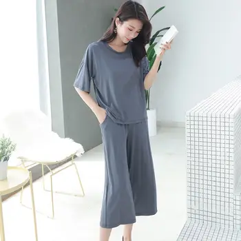 

Women Pajamas Summer thin section cool Short-sleeved Nine-point Pants Pijama Modal Elastic Comfortable Pyjamas Home suit