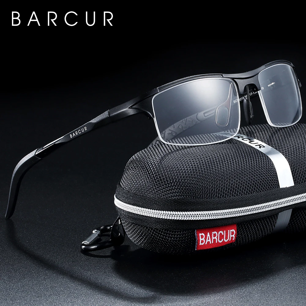 

BARCUR Design Myopia Prescription Eyeglasses Aluminium Manesium Frame Ultralight Myopia Half Optical Framed
