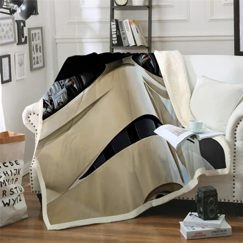 

3D Printed Thick Mask Sherpa Blanket Couch Quilt Cover Travel Youth Bedding Outlet Velvet Plush Throw Fleece Blanket Bedspread