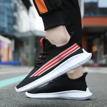 

Durable Men Harajuku Casual Shoes Leisure Flying Knit Man Outdoor Sport Sneakers Breathable Male Tenis Flats Walking Footwear