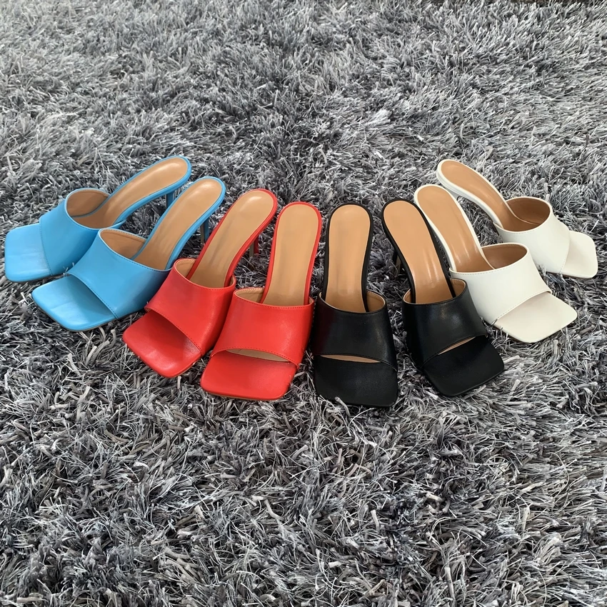 Summer Women Sandals Square Toe Ladies Heel Mules Sexy Thin High Heels Sandals Slippers Female Fashion Woman Shoes women slippers,women high heels,platform high heels sandals,platform sandals,ankle buckle sandals