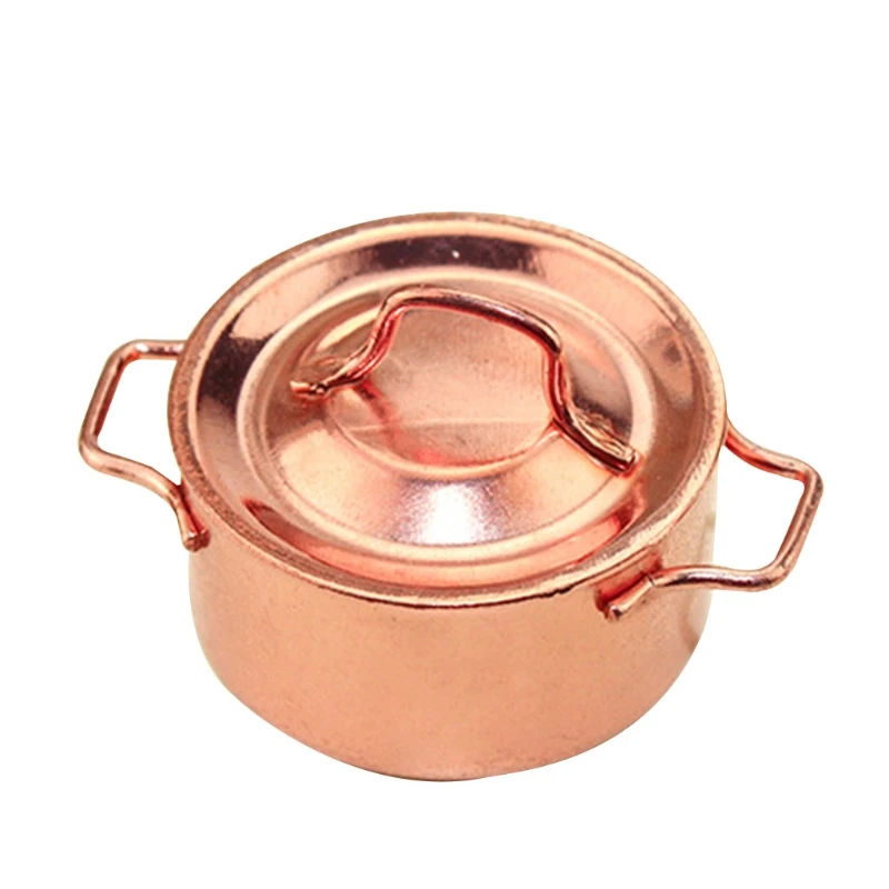 Dollhouse Accessory Pot Golden Color 1:12 Scale Miniature Cooking Kettle Cookware Kitchen Kit Scene Toy 85AC | Дом и сад