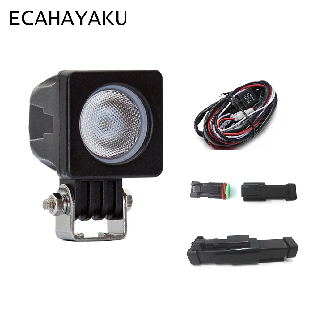

ECAHAYAKU 2PCS 2" Square 10W Led Work Light Spot Light for Offroad Vehicle Car Truck Tractor Boat ATV SUV LED Work Light 12V 24V