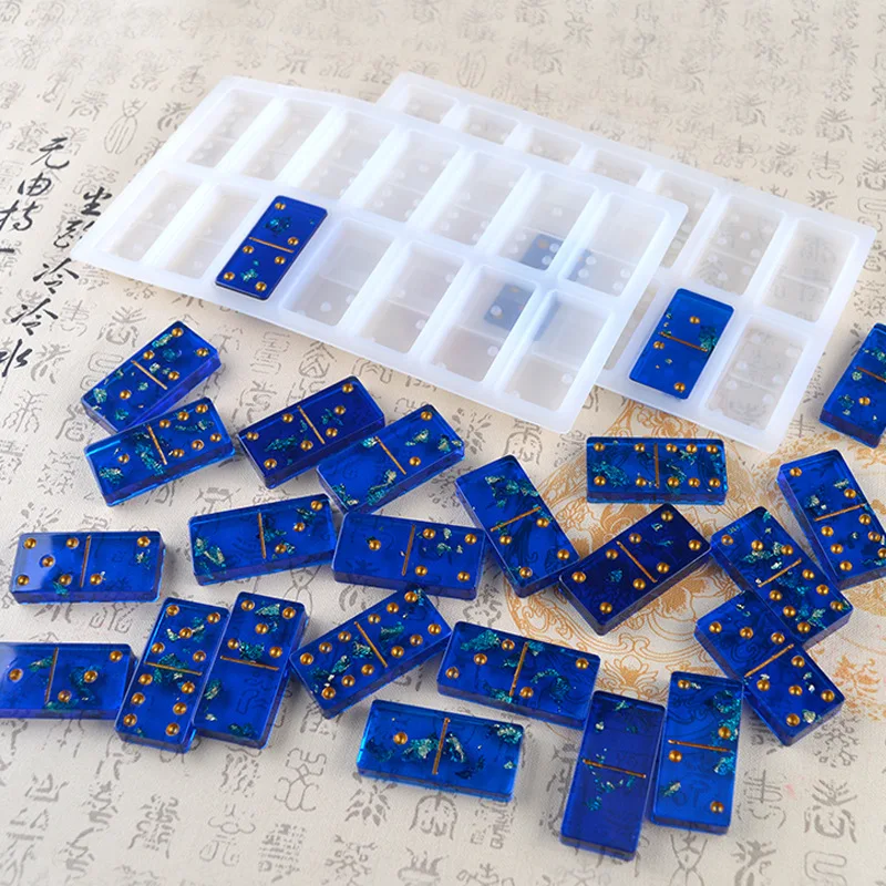 Personalized Chess Domino Epoxy Resin Molds For DIY Dominoes Game Art Crafts Jewelry Make Tictactoe Casting Silicone Mould |