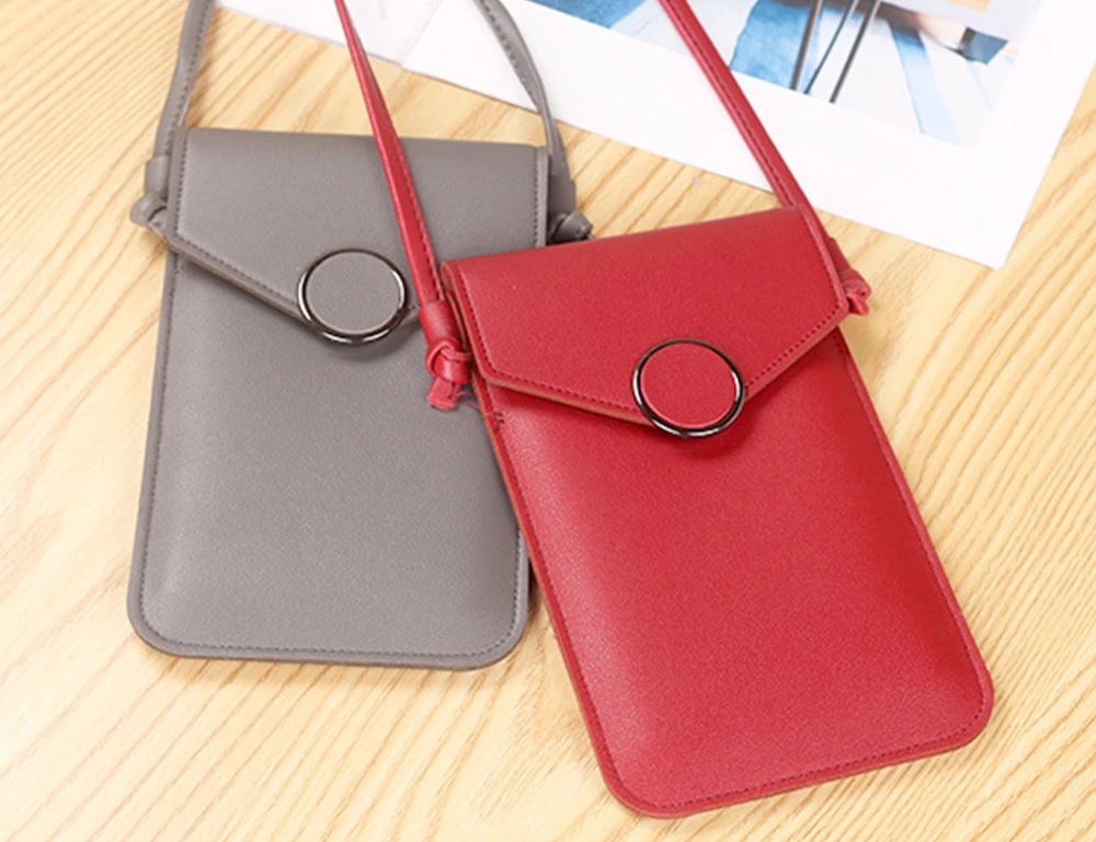 

AmylingG Touch Screen Purse Smartphone Wallet Leather Shoulder Strap Handbag Women Phone Bags for iPhone/Samsung/Huawei/HTC/LG