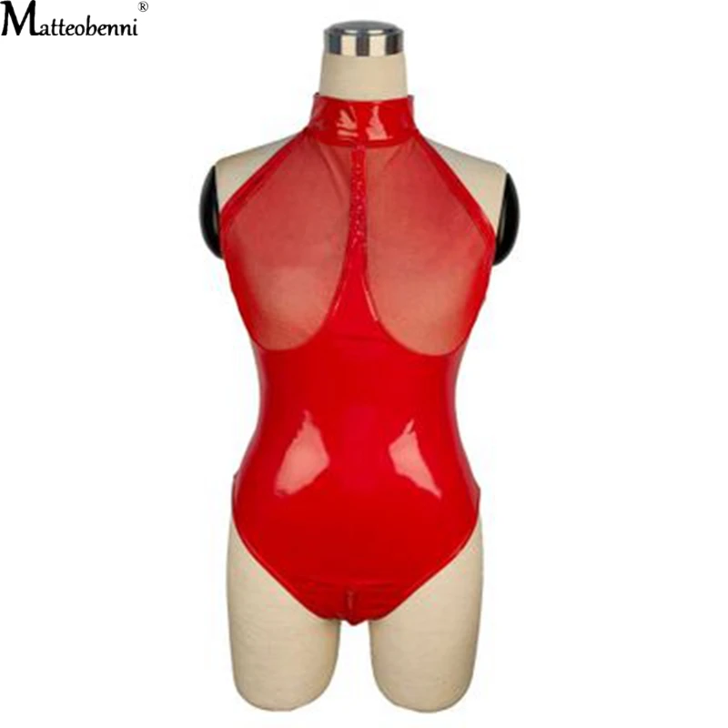 sexy bodysuit Fashion Sexy Faux Leather Catsuit PVC Latex Bodysuit Hollow out Bust Open Crotch Clubwear Fetish Hot Erotic Pole Dance Bodysuit leather bodysuit