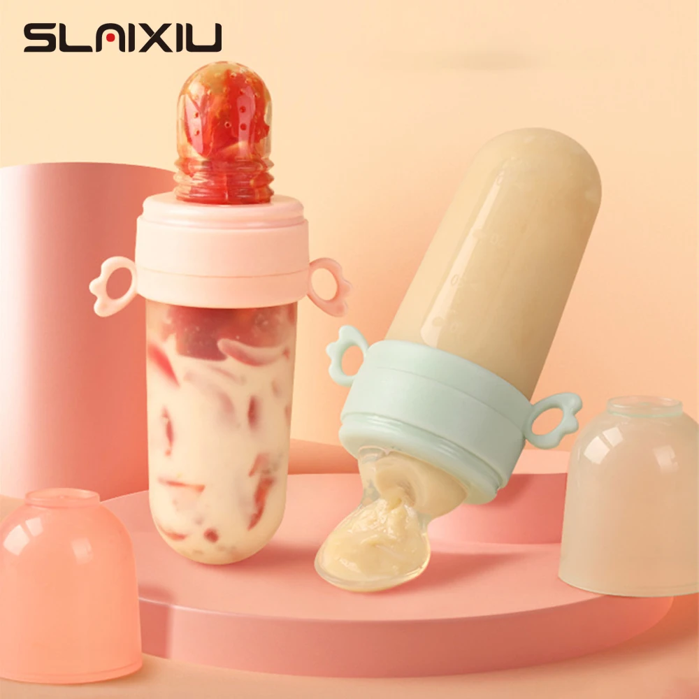 Silicone Feeder Teether Baby Feeding Bottle Teether Squeeze Bottle Spoon Feeder