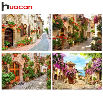 

Huacan 5D DIY Diamond Painting Art Garden Full Square Diamond Embroidery Mosaic Landscape Street Decorations Home