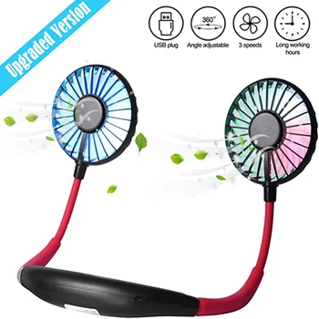 

New Upgraded Version Portable Neck Fan Color Changing LED with Aromatherapy 360° Free Rotation Lower Noise Strong Small Fan